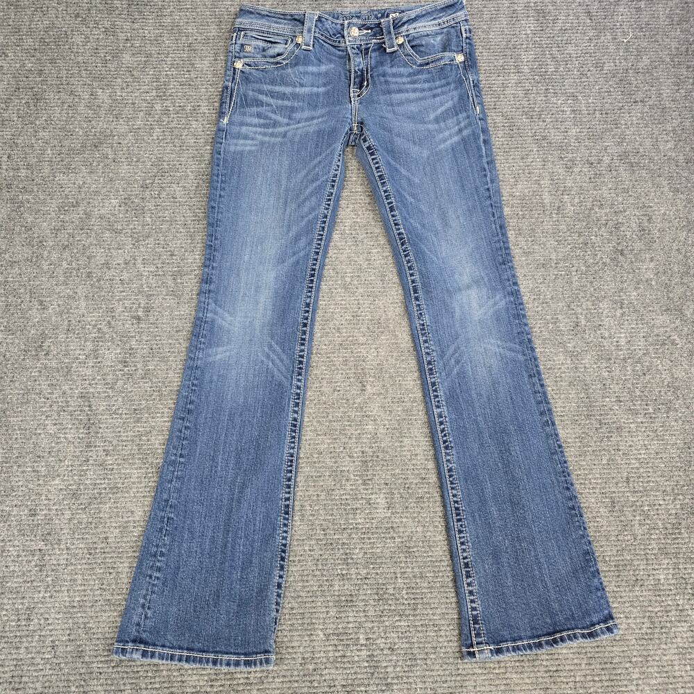 Miss Me  Jeans Womens 31x34 Bootcut Blue Cross Wings Rhinestone Bling